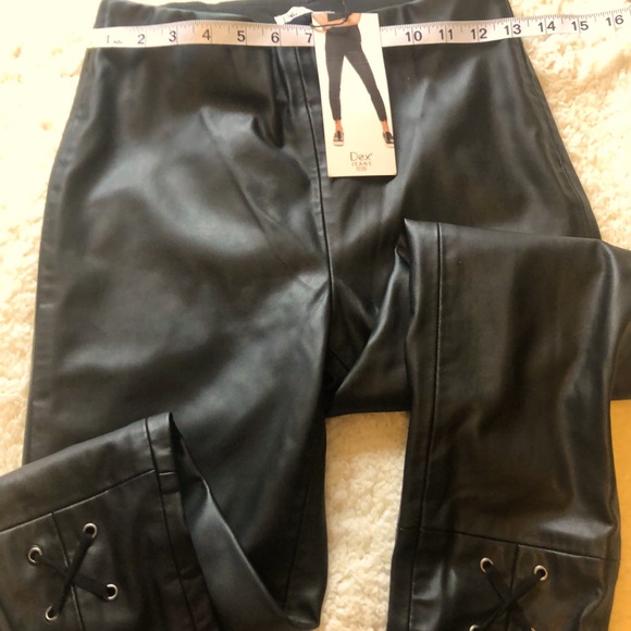 DEX Faux Leather Leggings with laces SZ small - Picture 1 of 4